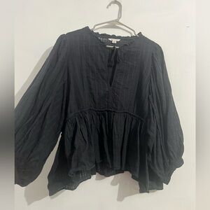 American Eagle Long Sleeve Puff Sleeve & High Rise Flare Shirt